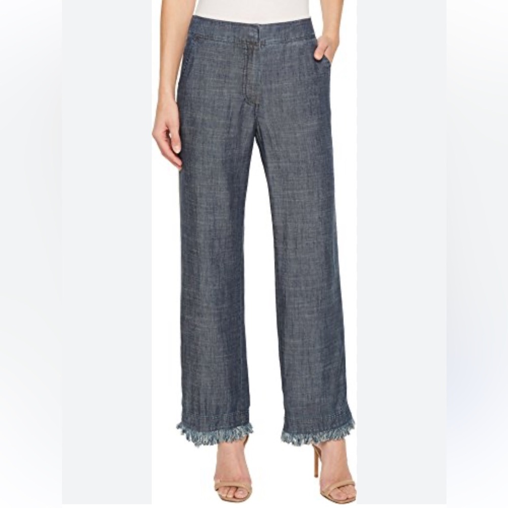 Trina Turk Linen Blend Crosshatch Chambray Indigo/Denim Pant Size 4